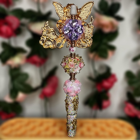 Fairy & Puppy with Decorative Gold Tone Accent Angels Handmade Beaded Pen - Picture 2 of 8